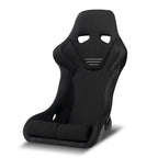 Universal Fixed-Back Black Suede Red Stitch Bucket Racing Seat w/ Sliders - Single Seat