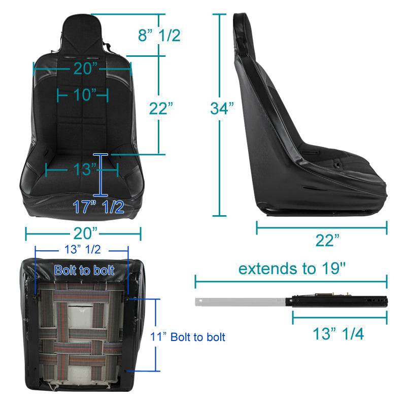 Black TR-Style Racing Seat (PVC Leather)