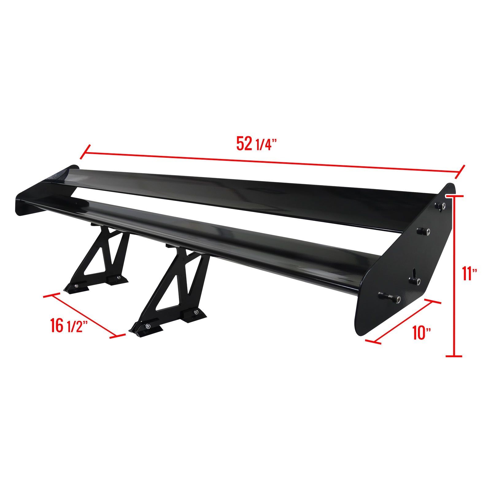 Universal Black CNC Aluminum 52" Double Deck Adjustable Trunk Spoiler Wing