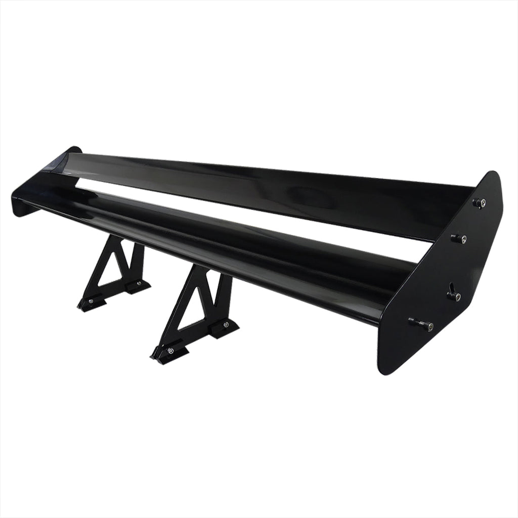 Universal Black CNC Aluminum 52" Double Deck Adjustable Trunk Spoiler Wing