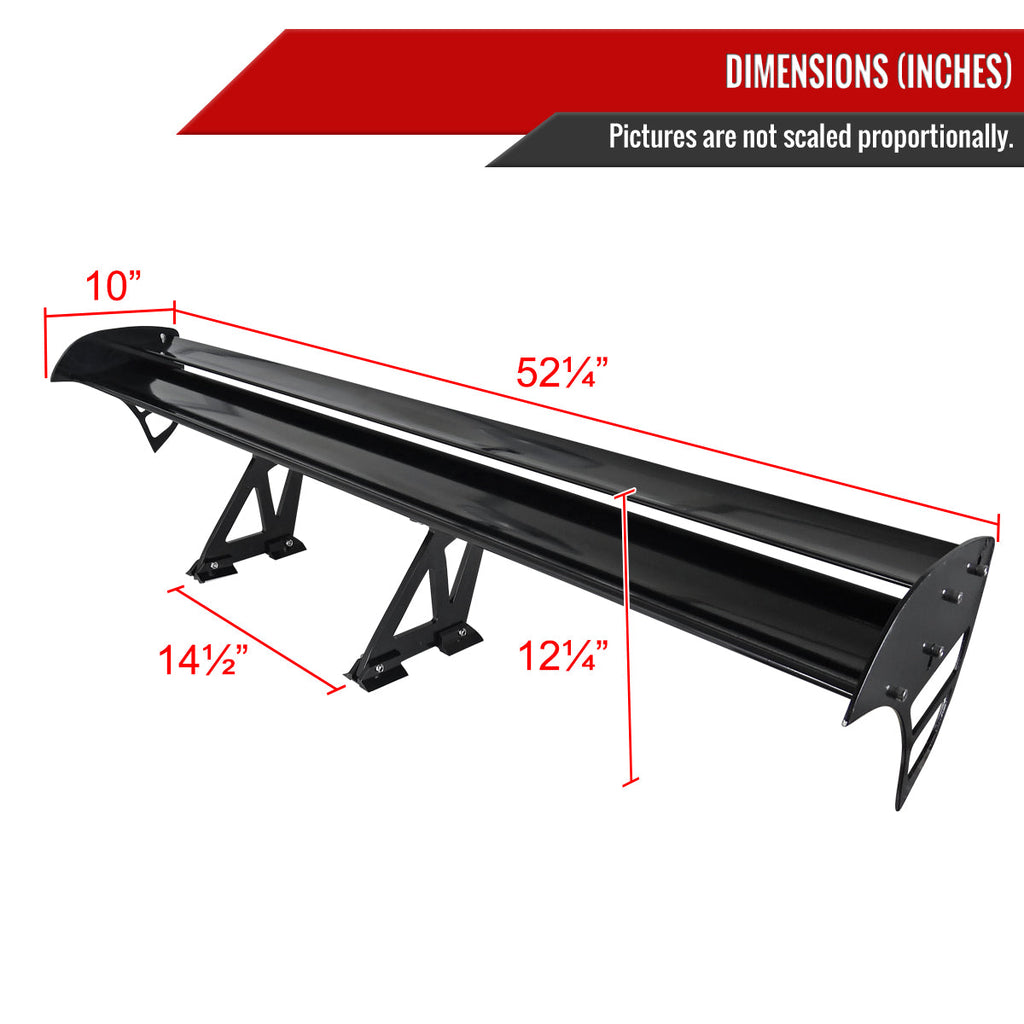 Universal 52" Adjustable Double Deck Black Aluminum Spoiler