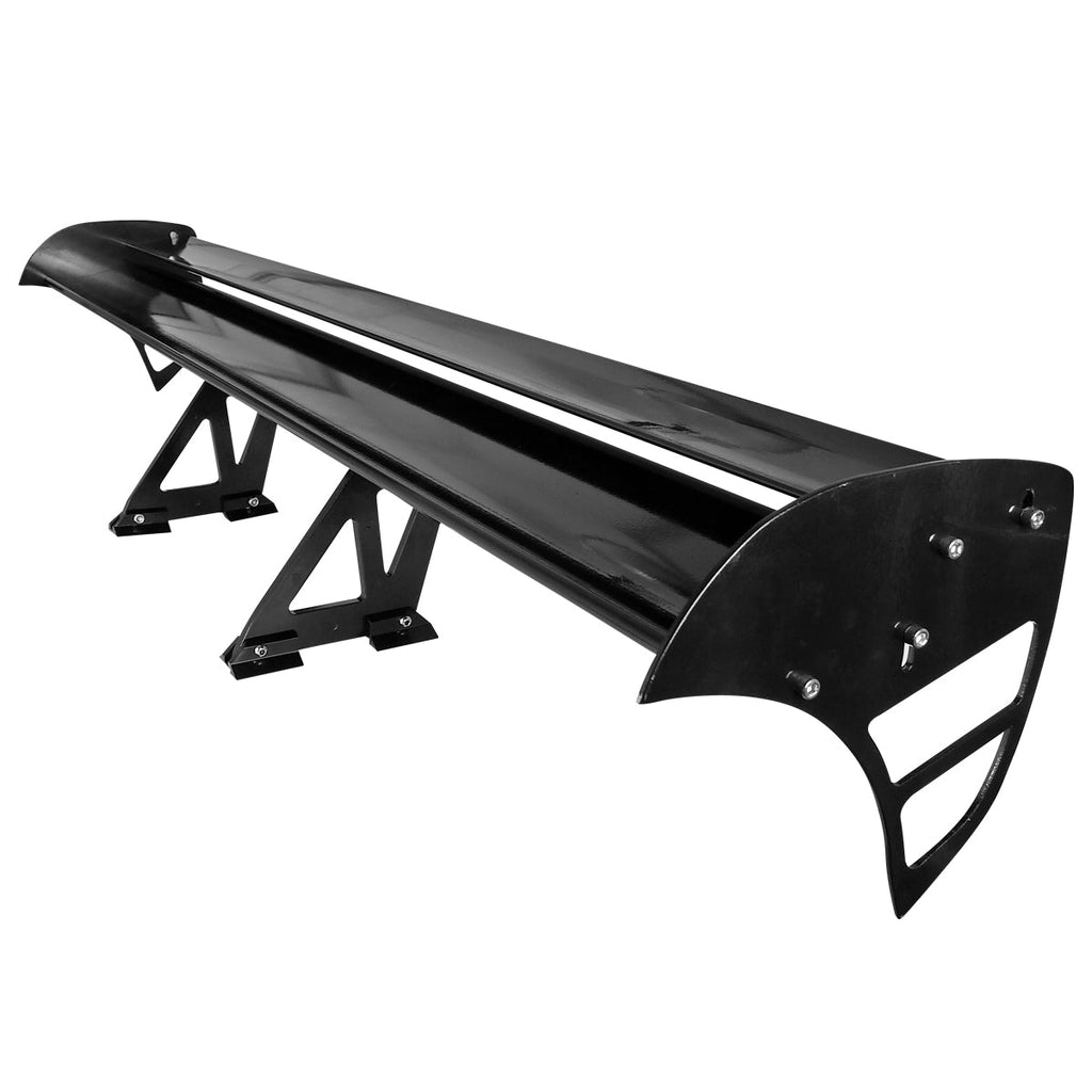 Universal 52" Adjustable Double Deck Black Aluminum Spoiler