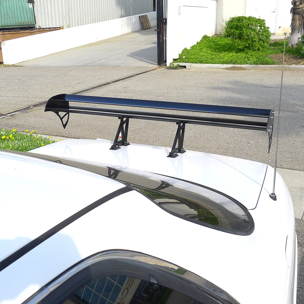 Universal 52" Adjustable Double Deck Black Aluminum Spoiler