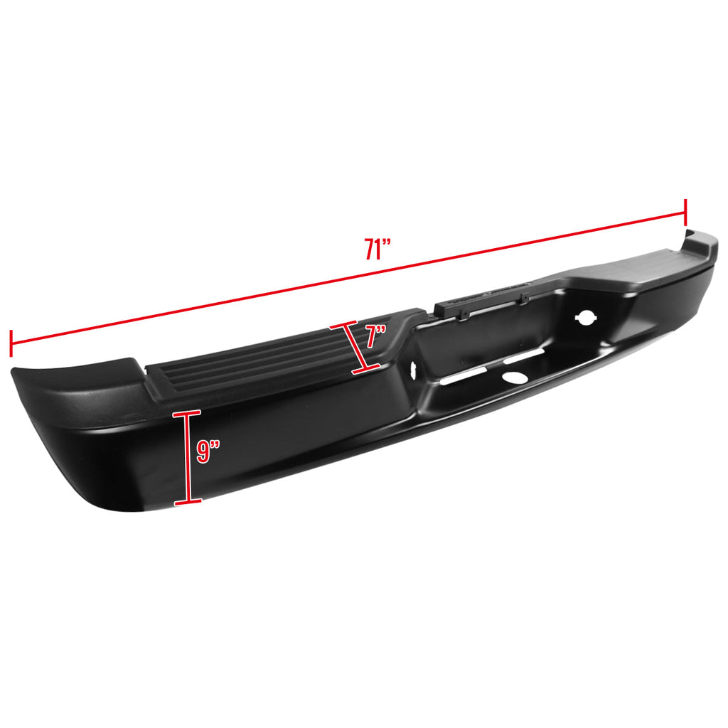 2005-2011 Dodge Dakota Black Stainless Steel Factory Style Replacement Rear Step Bumper w/ License Plate Lamps