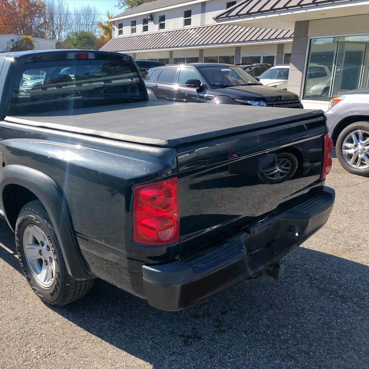 2005-2011 Dodge Dakota Black Stainless Steel Factory Style Replacement Rear Step Bumper w/ License Plate Lamps