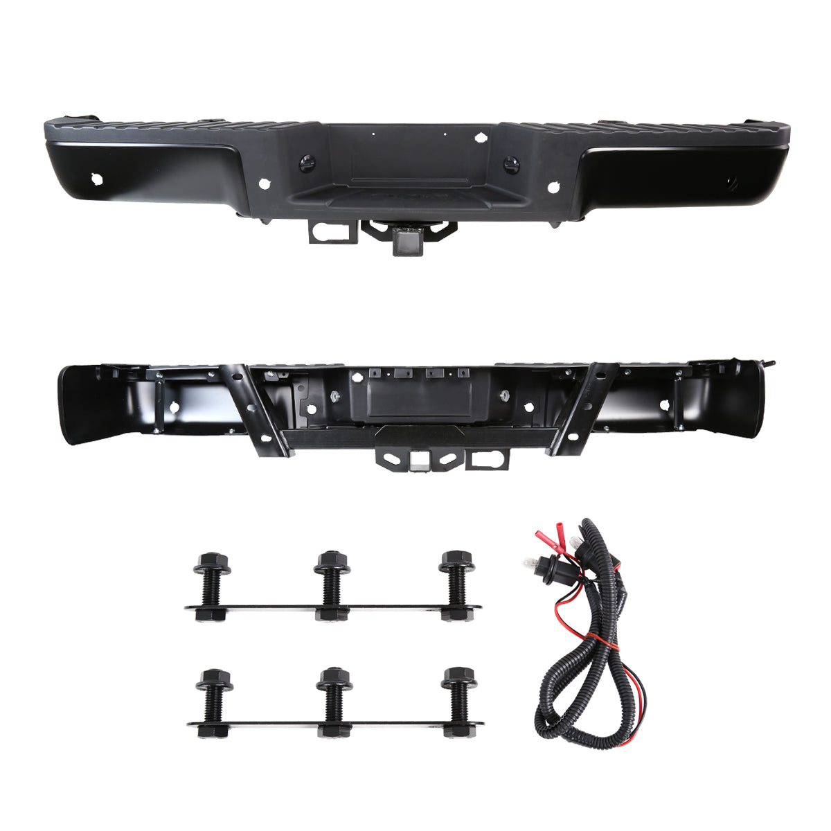 2009-2014 Ford F-150 Light Duty Styleside Black Stainless Steel OEM Style Replacement Rear Step Bumper w/ Tow Package