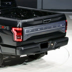 2015-2018 Ford F-150 Black Stainless Steel Factory Style Replacement Rear Step Bumper w/ License Lamps