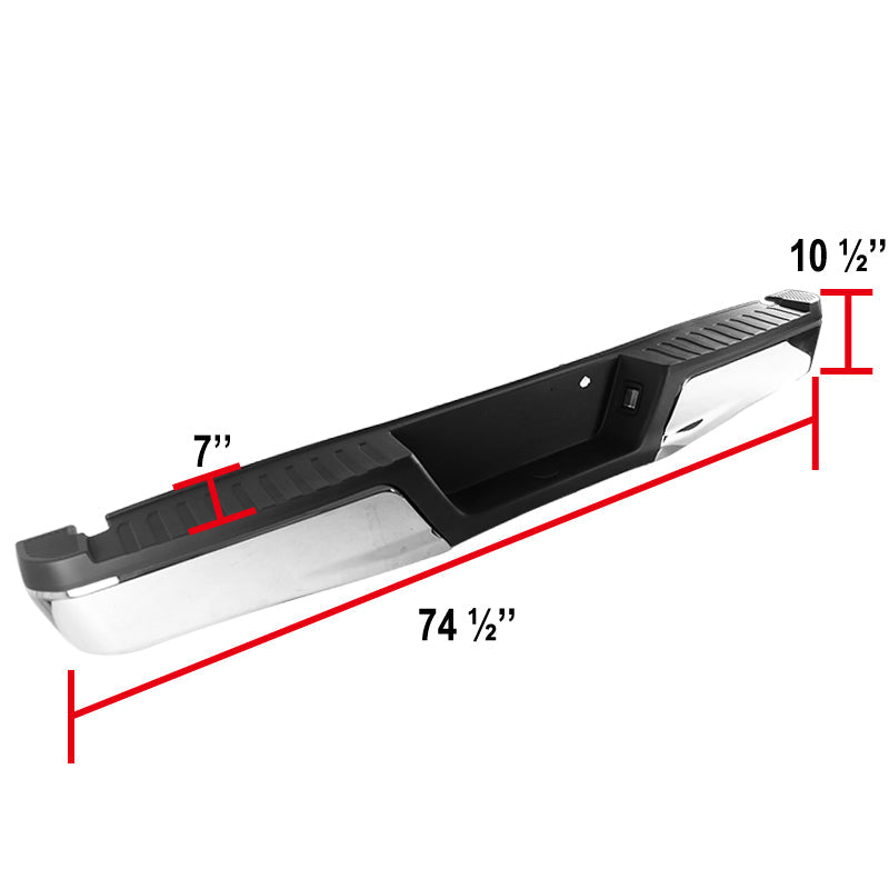 2015-2018 Ford F-150 Chrome Stainless Steel Factory Style Replacement Rear Step Bumper w/ License Lamps