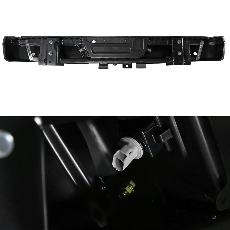 2015-2018 Ford F-150 Black Stainless Steel Factory Style Replacement Rear Step Bumper w/ License Lamps & Sensor Holes