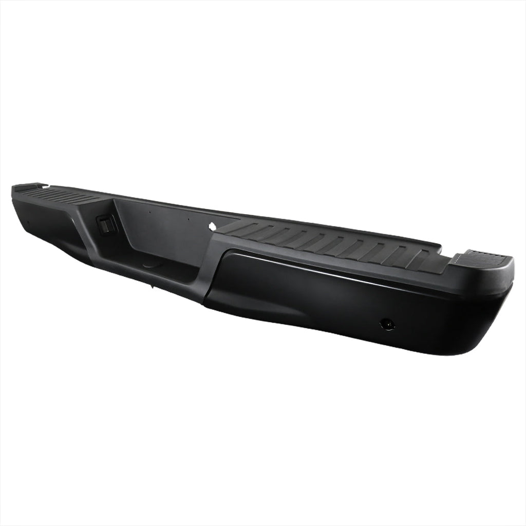 2015-2018 Ford F-150 Black Stainless Steel Factory Style Replacement Rear Step Bumper w/ License Lamps & Sensor Holes