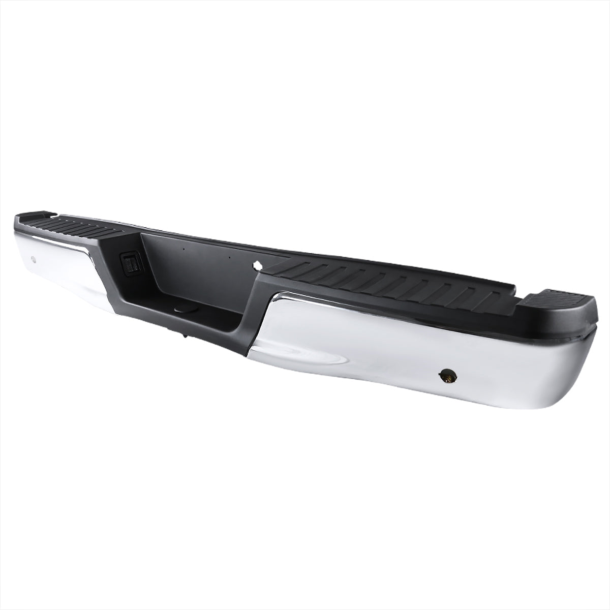 2015-2018 Ford F-150 Chrome Stainless Steel Factory Style Replacement Rear Step Bumper w/ License Lamps & Sensor Holes