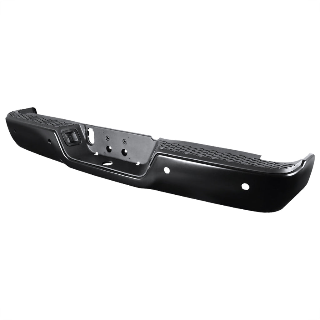 2009-2018 Dodge RAM 1500/2500/3500 Black Stainless Steel Factory Style Replacement Rear Step Bumper w/ License Lamp & Sensor Holes
