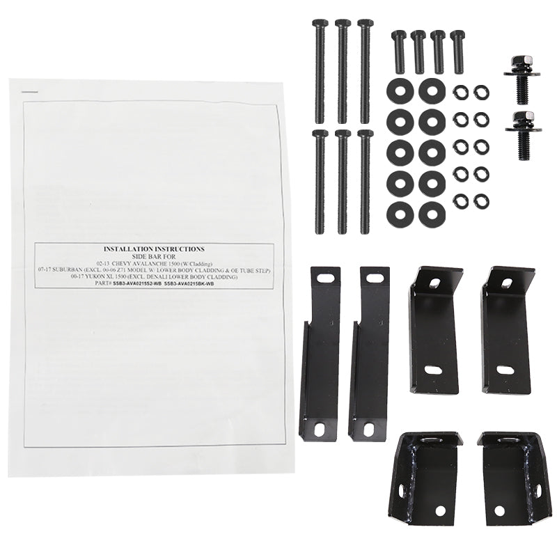 2000-2020 Chevrolet Avalanche/Suburban GMC Yukon XL 3" Black S/S Side Step Nerf Bars