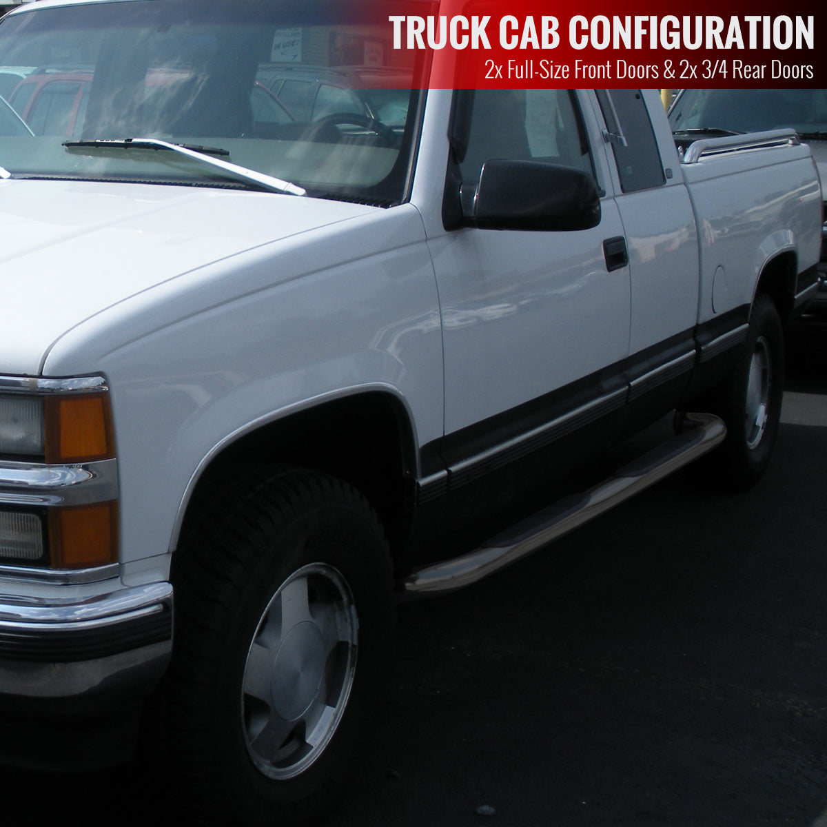 1988-1998 Chevrolet GMC C/K Pickup 2DR Extended Cab 3" Chrome Stainless Steel Side Step Nerf Bars