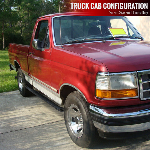 1980-1996 Ford F-150/F-250/F-350/Bronco Regular Cab 3" Black Stainless Steel Side Step Nerf Bars