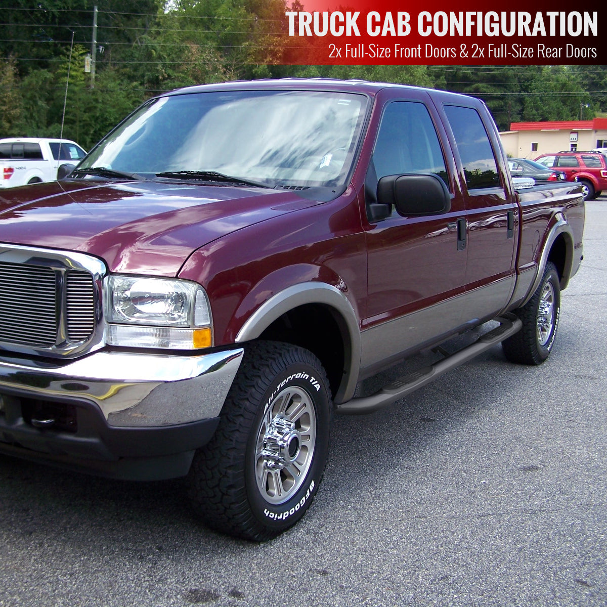 1999-2016 Ford F-250/F-350/F-450/F-550 SuperCrew 3" Black Stainless Steel Side Step Nerf Bars