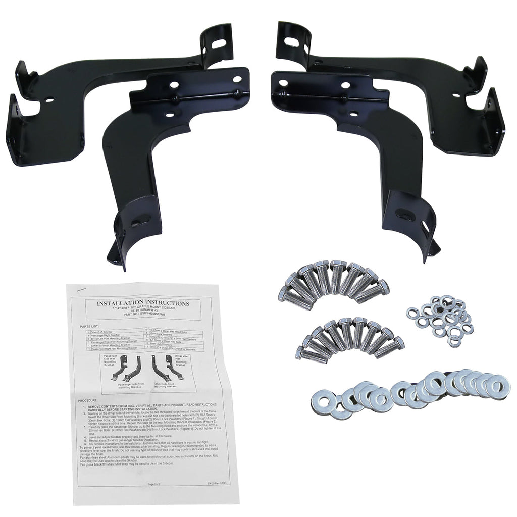 2006-2010 Hummer H3 3" Black Stainless Steel Side Step Nerf Bars