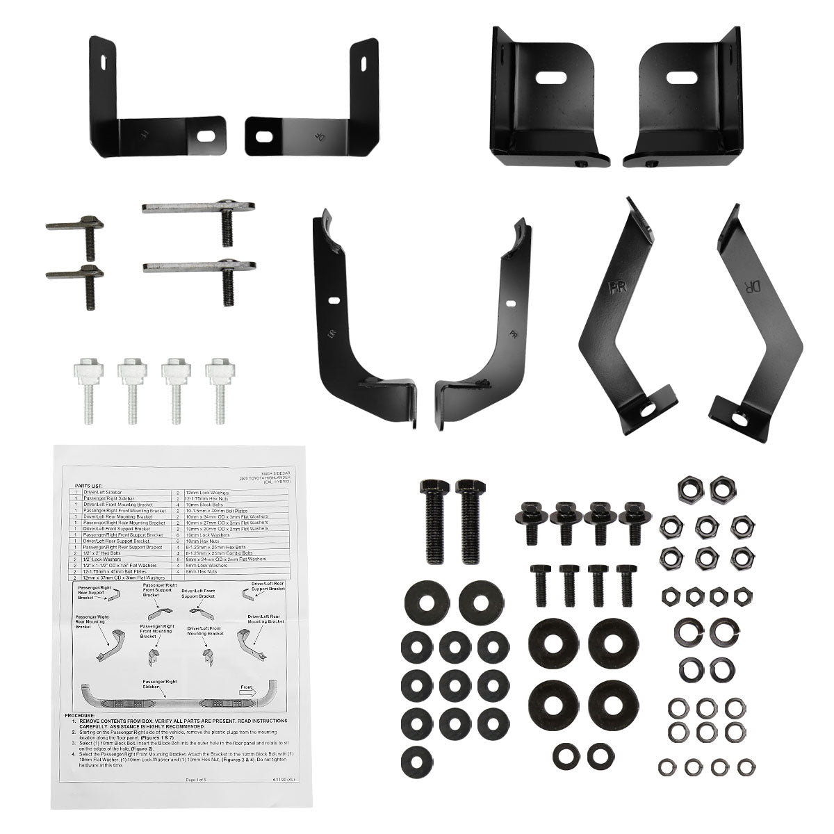 2020-2021 Toyota Highlander 3" Chrome Stainless Steel Side Step Nerf Bars