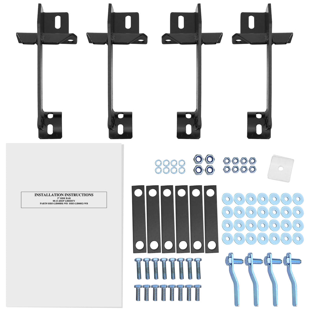 2008-2013 Jeep Liberty KK Chrome Stainless Steel Side Step Nerf Bars