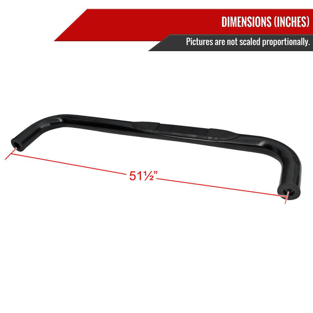 2002-2009 Dodge RAM Regular Cab 3" Black Side Step Nerf Bars