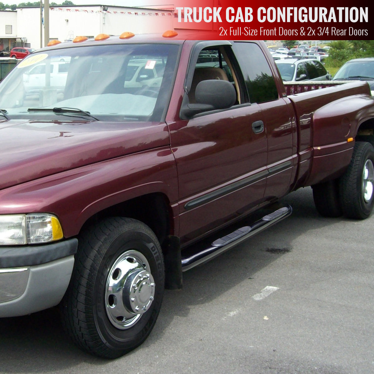 1994-2002 Dodge RAM Quad Cab 3" Black Stainless Steel Side Step Nerf Bars