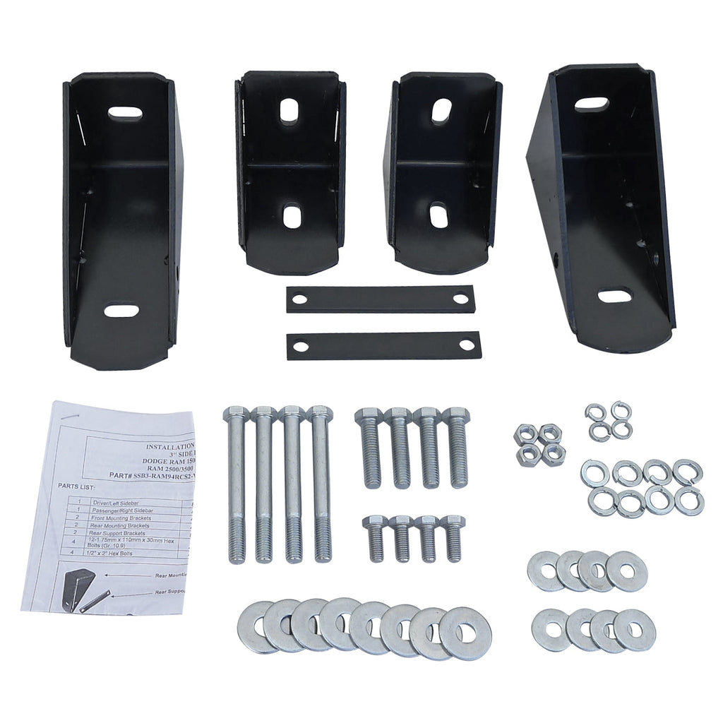 1994-2002 Dodge RAM Regular Cab 3" Chrome Stainless Steel Side Step Nerf Bars