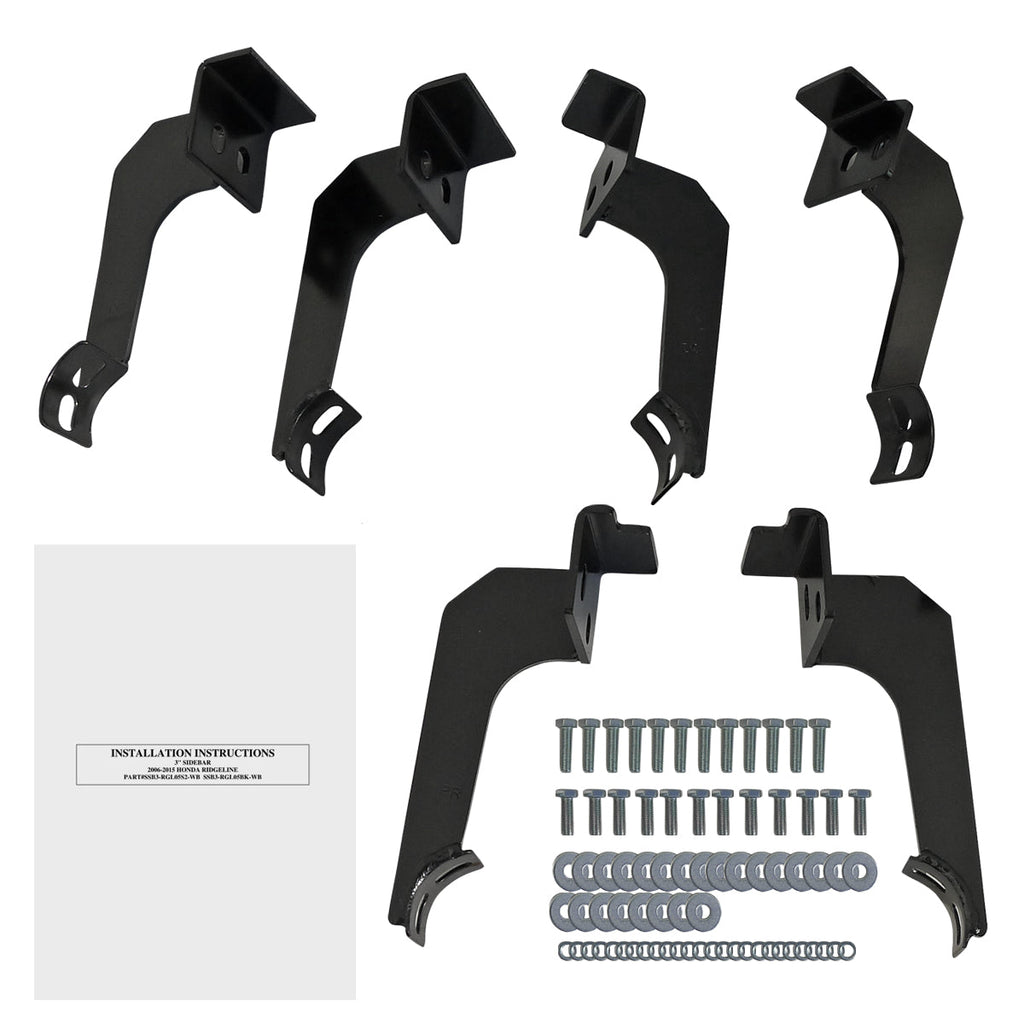 2006-2015 Honda Ridgeline Black Stainless Steel Side Step Nerf Bars