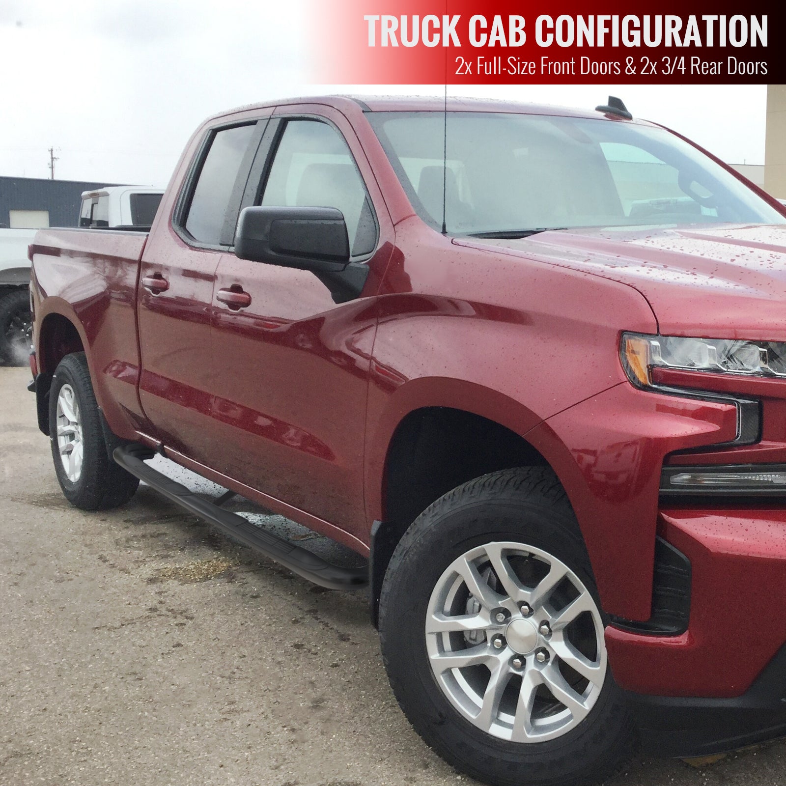 2019-2021 Chevrolet Silverado/GMC Sierra Double Cab 3" Black Stainless Steel Side Step Nerf Bars