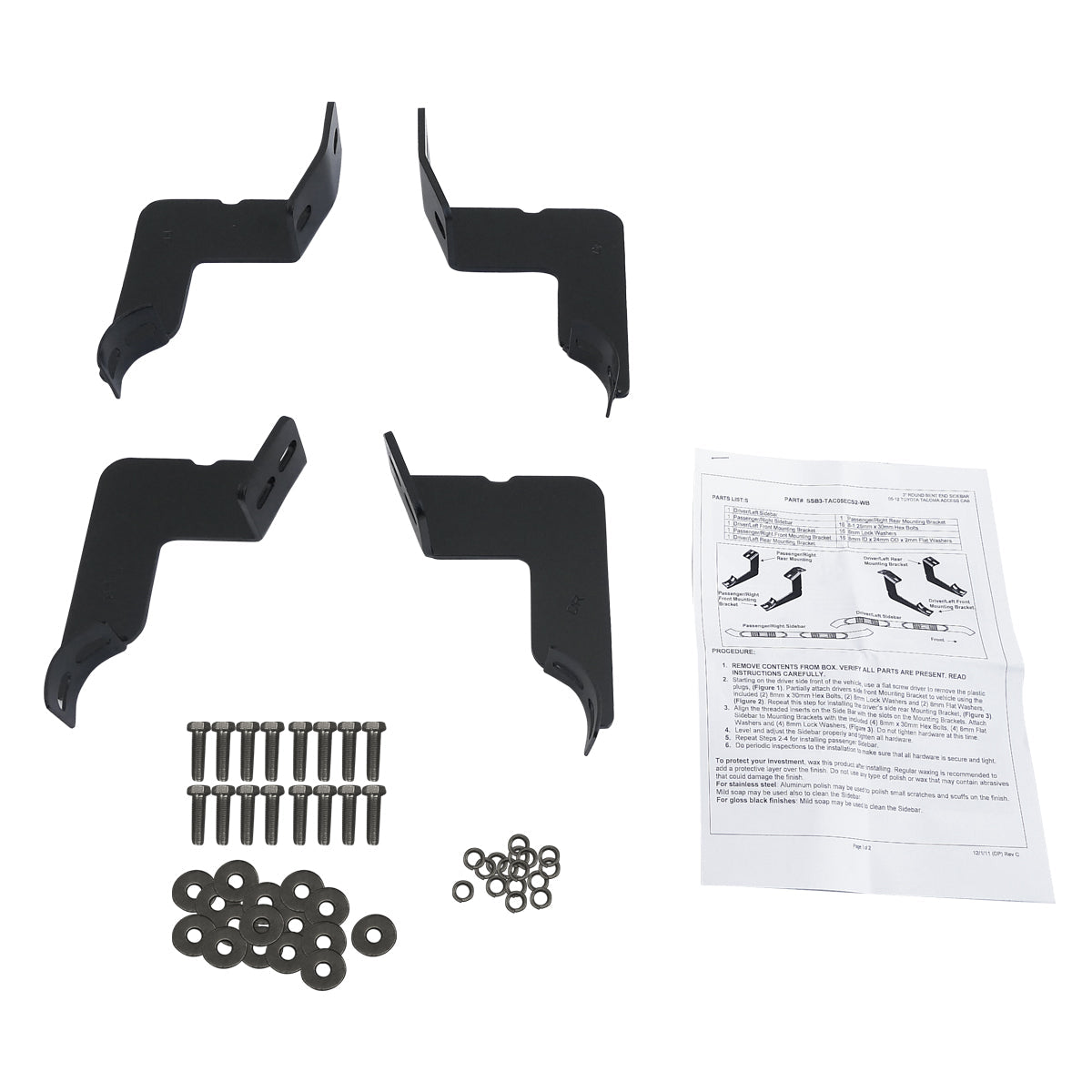 2005-2021 Toyota Tacoma Access/Extended Cab Black Stainless Steel Side Step Nerf Bars