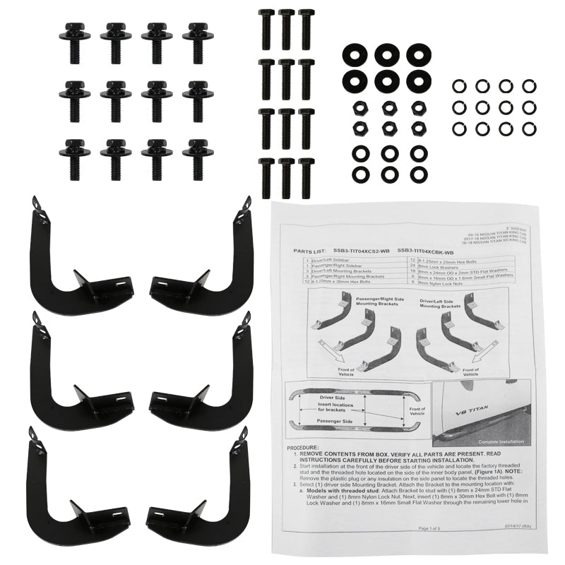 2004-2024 Nissan Titan King Extended Cab Chrome Stainless Steel Side Step Nerf Bars