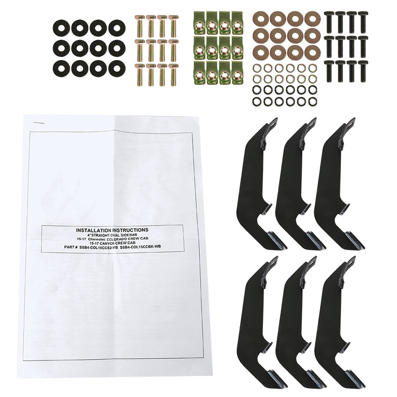 2015-2024 Chevrolet Colorado/GMC Canyon Crew Cab Black Stainless Steel Side Step Nerf Bars