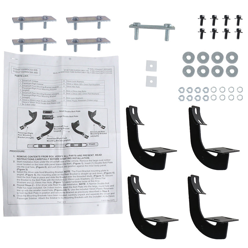 1997-2004 Ford F-150/F-250 SuperCab 4" Chrome Stainless Steel Side Step Nerf Bars
