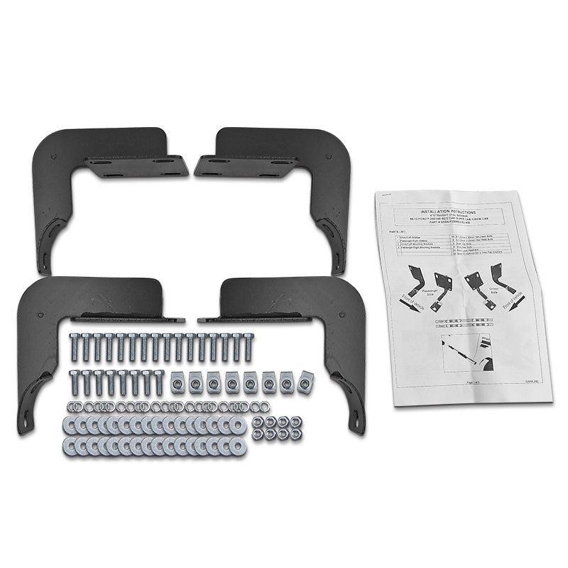 1999-2016 Ford F-250/F-350/F-450/F-550 SuperCrew 4" Chrome Stainless Steel Side Step Nerf Bars
