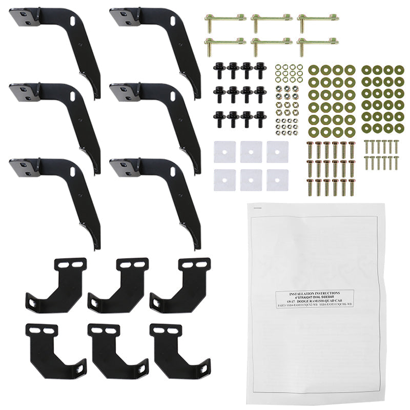 2009-2018 Dodge RAM 1500 Quad Cab 4" Chrome Side Step Nerf Bars
