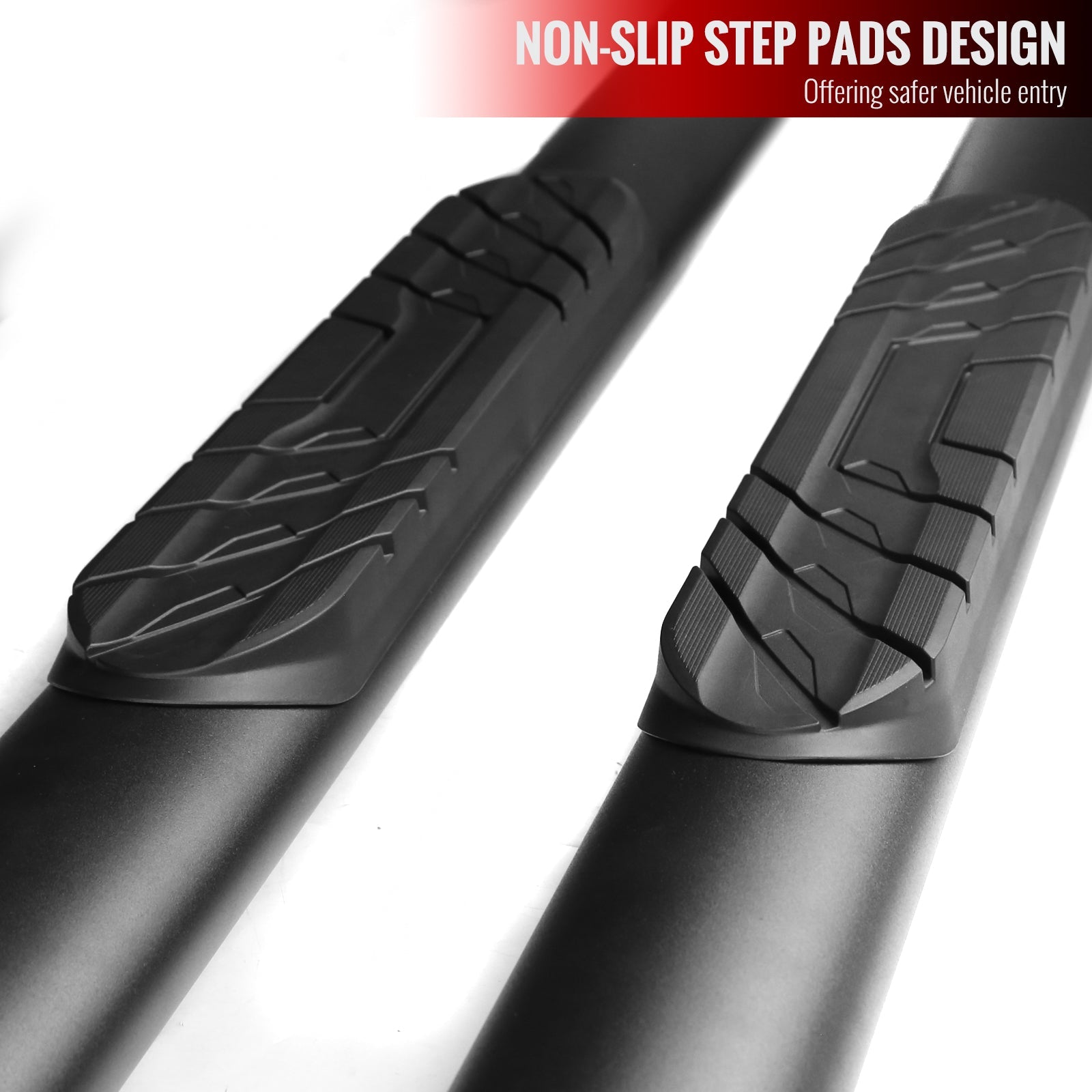 2019-2024 Dodge RAM 1500 Crew Cab 4" Black Stainless Steel Side Step Nerf Bars
