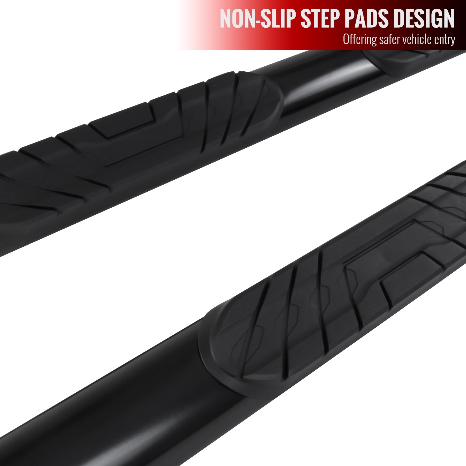 2019-2021 Chevrolet Silverado/GMC Sierra 1500/2500/3500 Crew Cab 4" Black Stainless Steel Side Step Nerf Bars