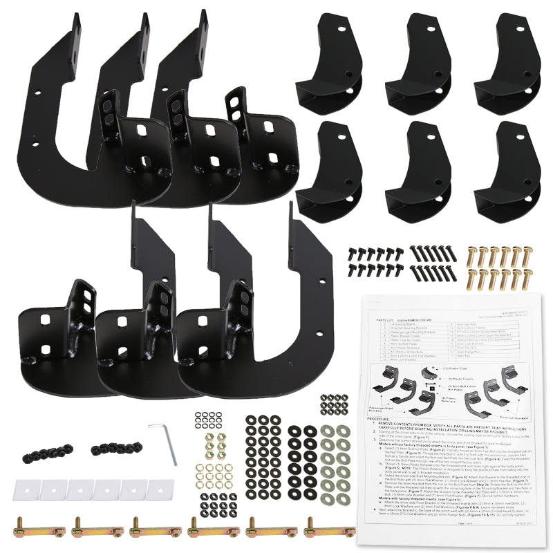 2009-2018 Dodge RAM 1500 / 2010-2021 RAM 2500 3500 4500 5500 Crew Cab 5" Wide Black Aluminum Side Step Running Boards
