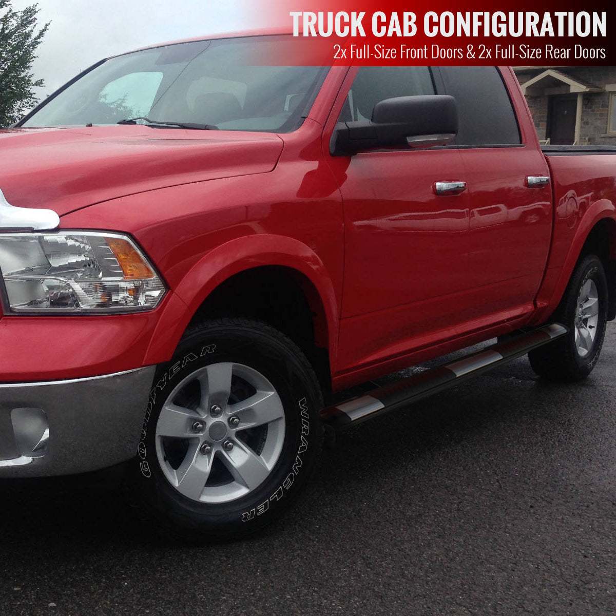2009-2018 Dodge RAM 1500 / 2010-2024 RAM 2500 3500 4500 5500 Crew Cab Aluminum Side Step Bars