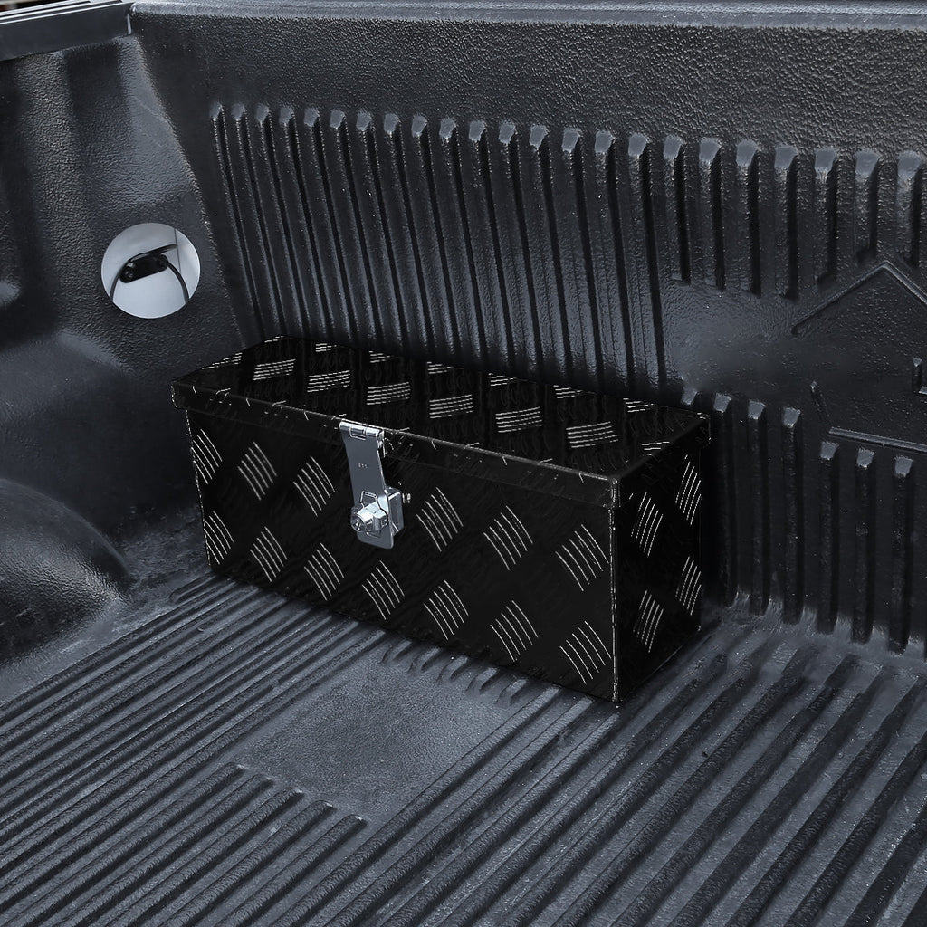 Universal 20" Heavy Duty Black Aluminum Truck Tool Box w/ Lock & Keys