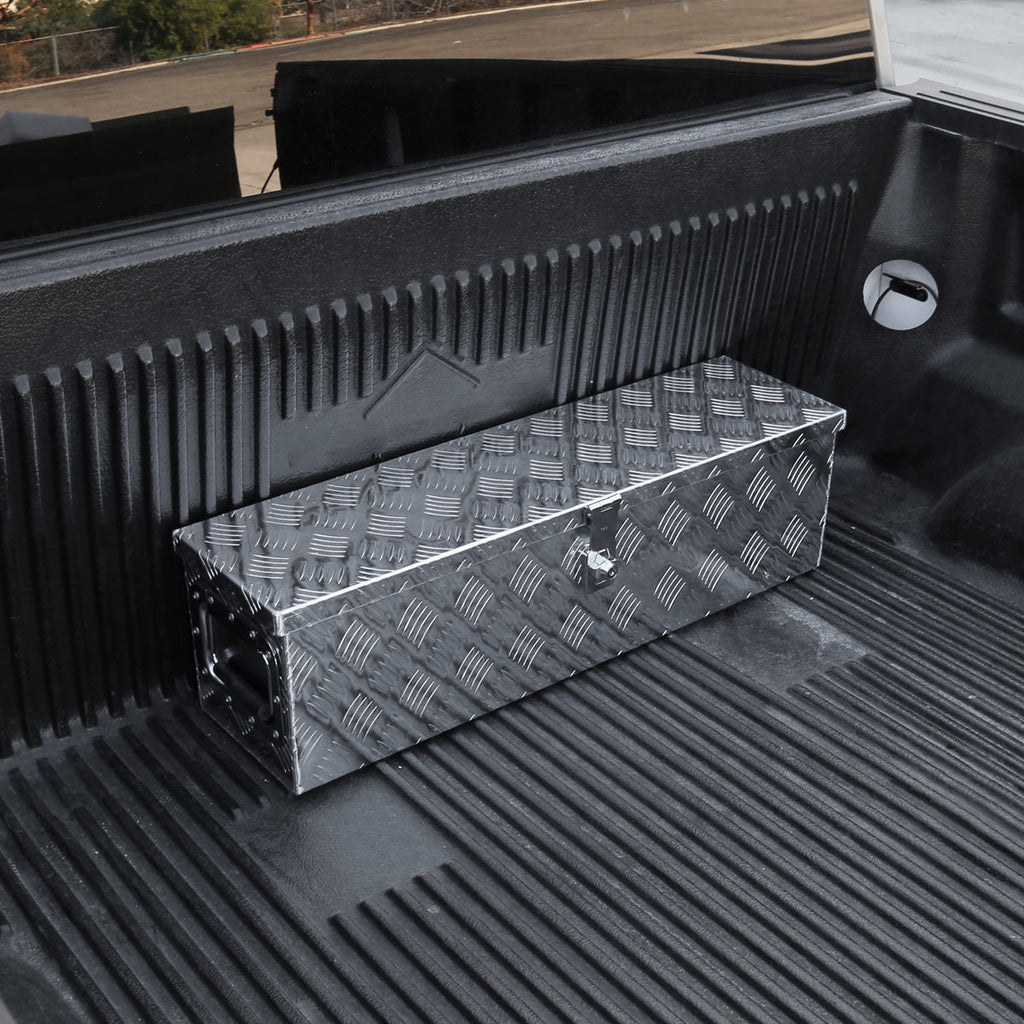 Universal 31" Heavy Duty Silver Aluminum Tool Box w/ Side Handles, Lock, & Keys