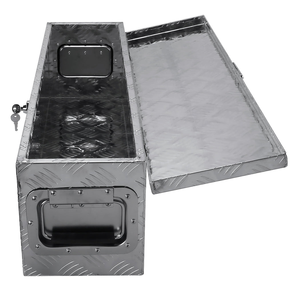 Universal 31" Heavy Duty Silver Aluminum Tool Box w/ Side Handles, Lock, & Keys