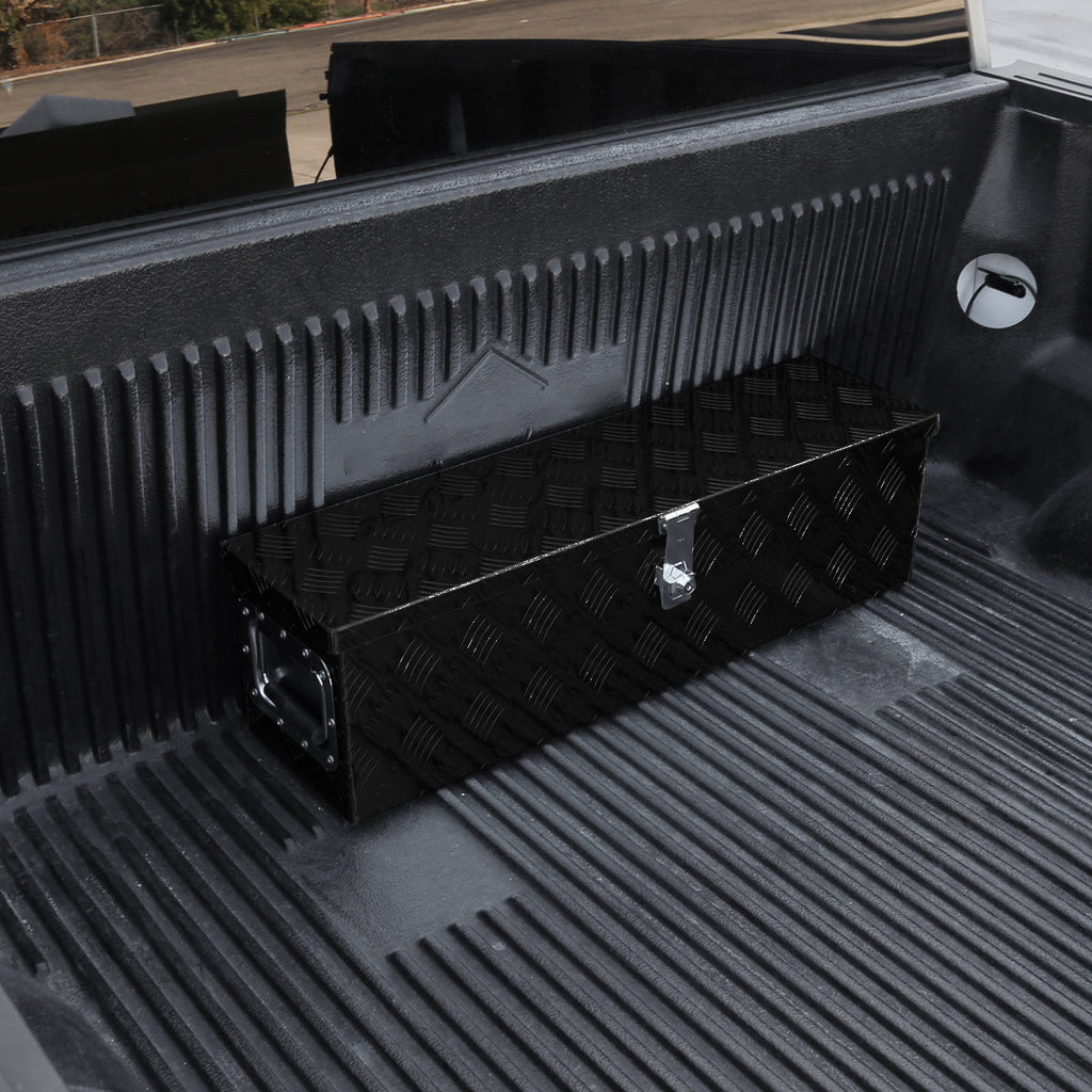 Universal 31" Heavy Duty Black Aluminum Tool Box w/ Side Handles, Lock, & Keys