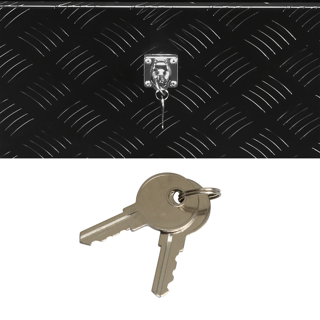 Universal 31" Heavy Duty Black Aluminum Tool Box w/ Side Handles, Lock, & Keys