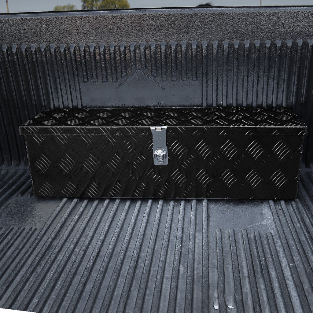 Universal 31" Heavy Duty Black Aluminum Tool Box w/ Side Handles, Lock, & Keys