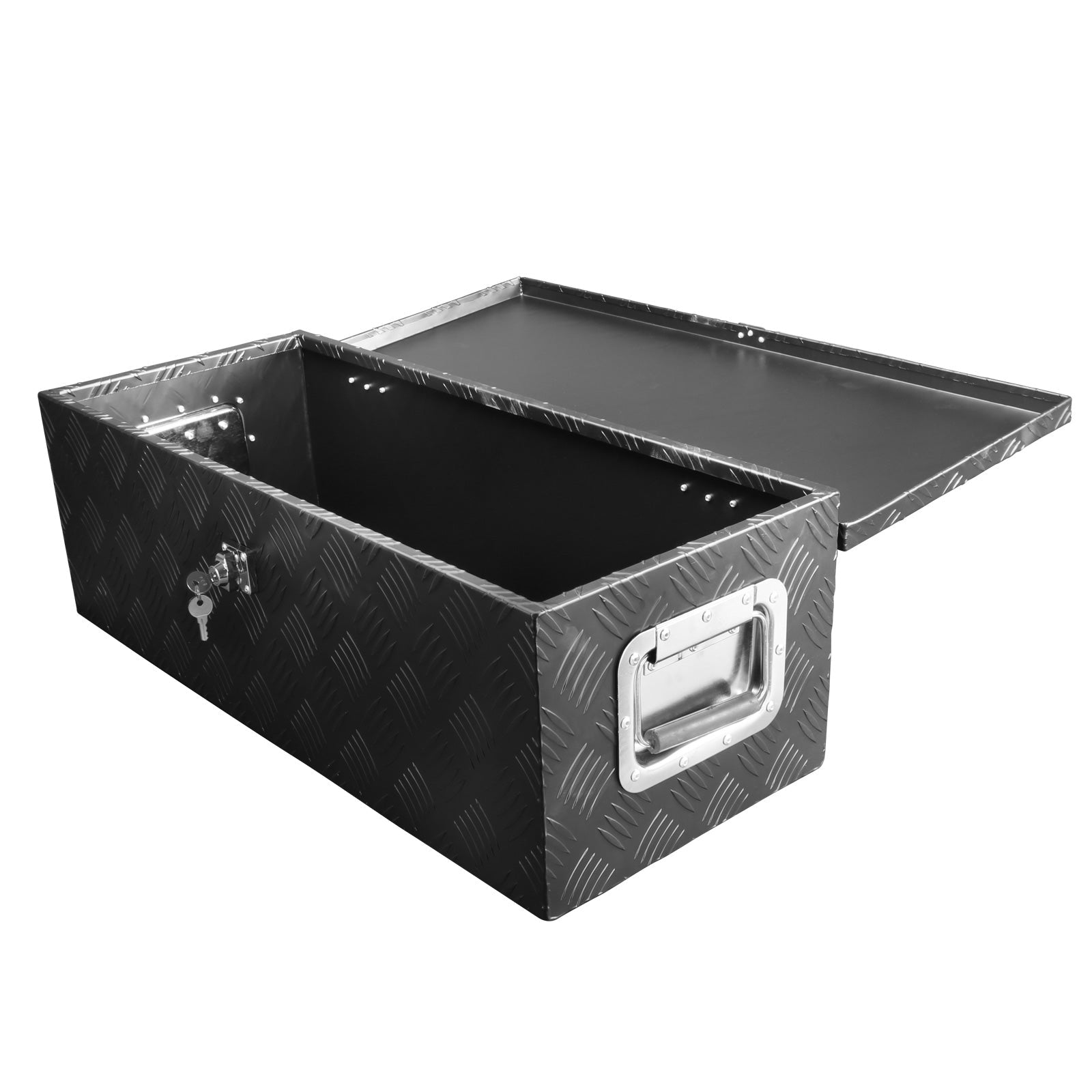 Universal 30" Heavy Duty Black Aluminum Truck Tool Box w/ Side Handles, Lock & Keys