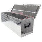 Universal 44" Heavy Duty Silver Aluminum Truck Tool Box w/ Side Handles, Lock, & Keys