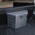 Universal 15~28" Heavy Duty Silver Aluminum Truck Trailer Tongue Tool Box w/ Lock & Keys