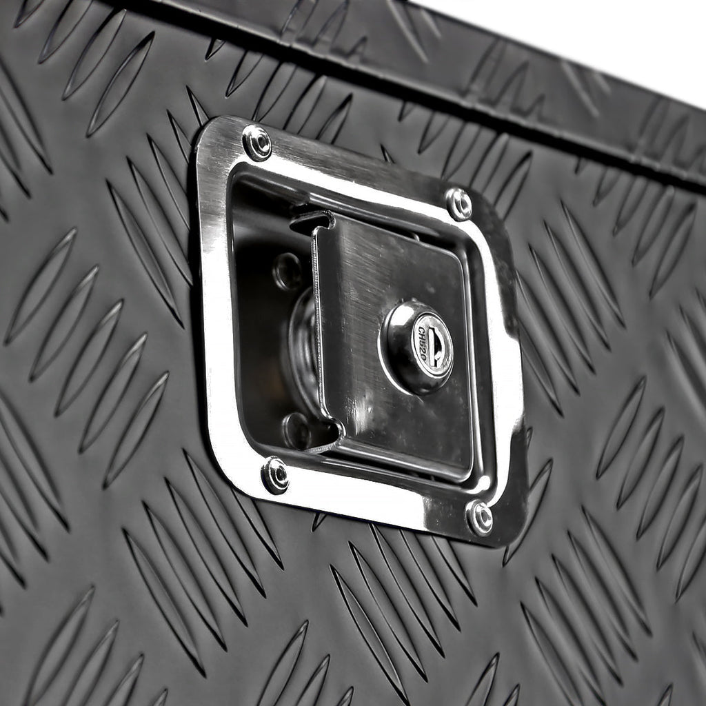 Universal 15~28" Black Heavy Duty Aluminum Truck Trailer Tongue Tool Box w/ Lock & Keys
