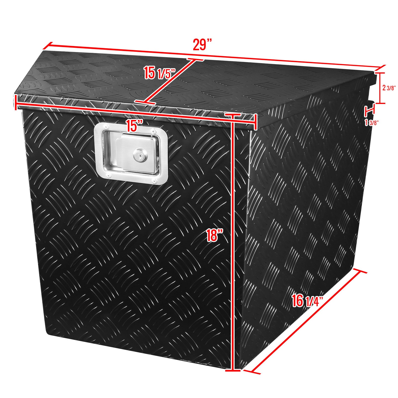 Universal 15~29" Heavy Duty Black Aluminum Truck Trailer Tongue Tool Box w/ Lock & Keys