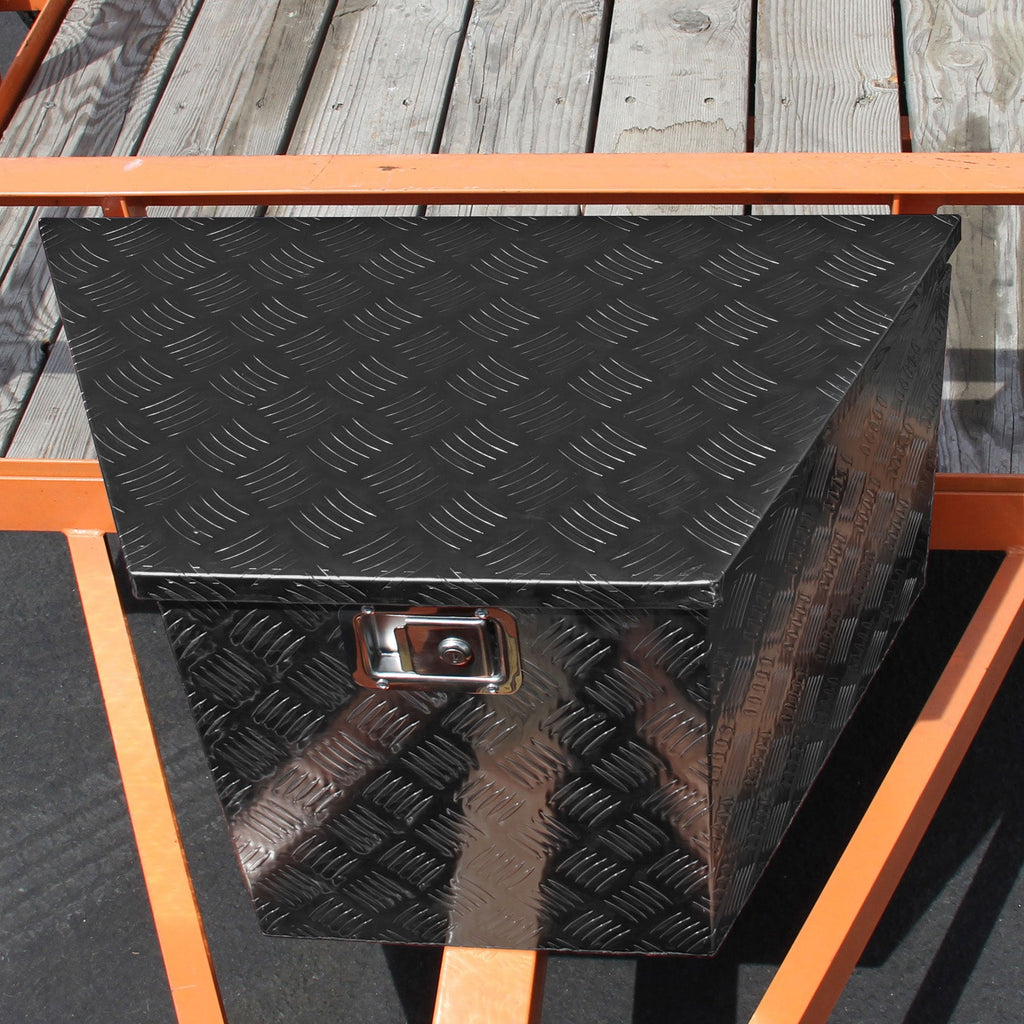 Universal 15~29" Heavy Duty Black Aluminum Truck Trailer Tongue Tool Box w/ Lock & Keys